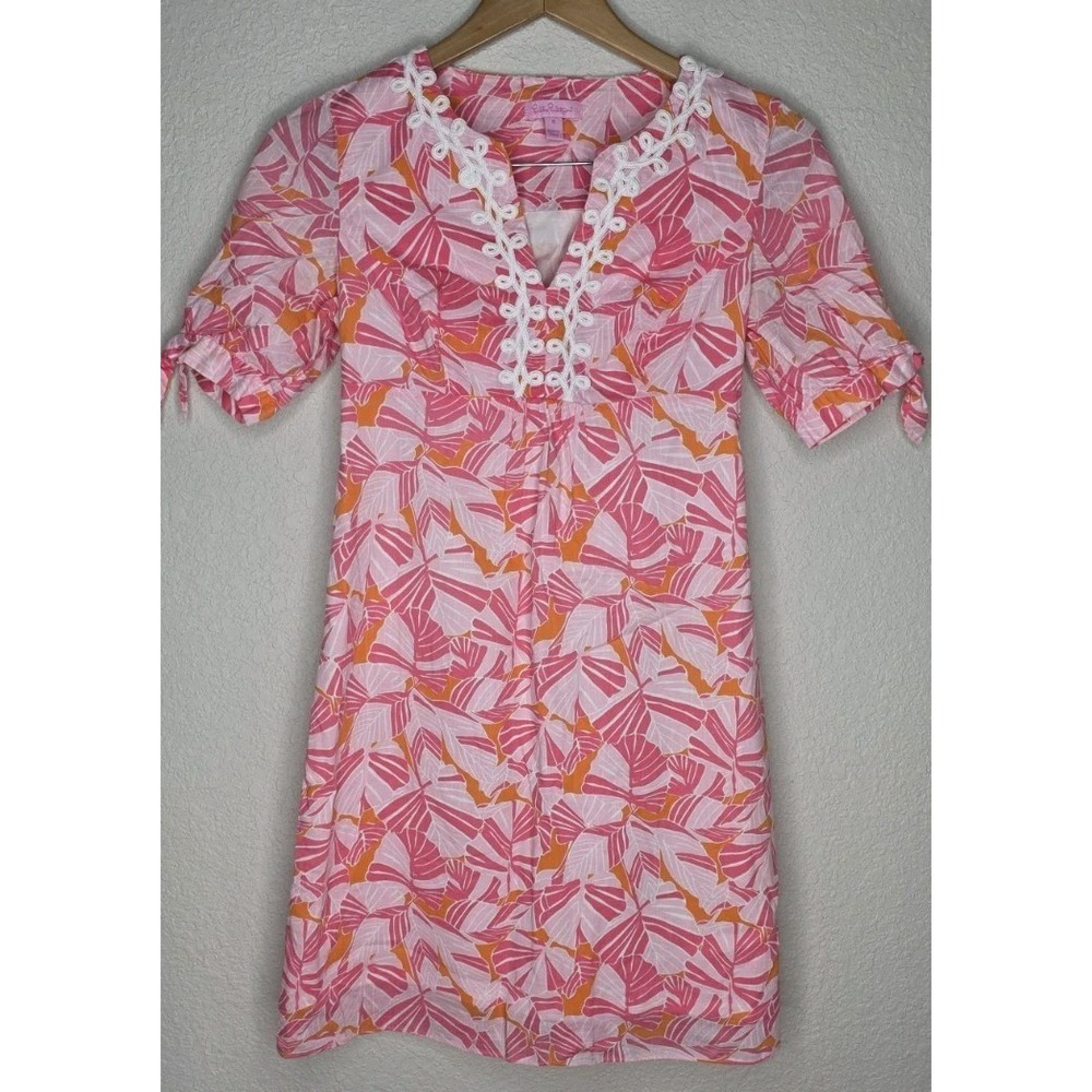 New‎ Lilly Pulitzer Women 0 Andover Slub Lawn Dress Pink Cottage Lace Applique